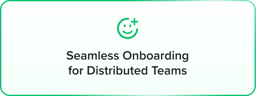 a green and white sign with the words same onboard for distributed teams