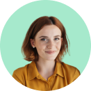 a woman with red hair and a green circle