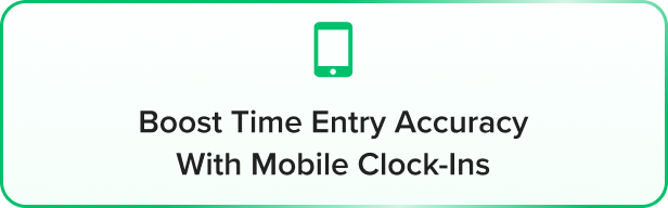 a green and white button with the words bo time accuracy with mobile clocks