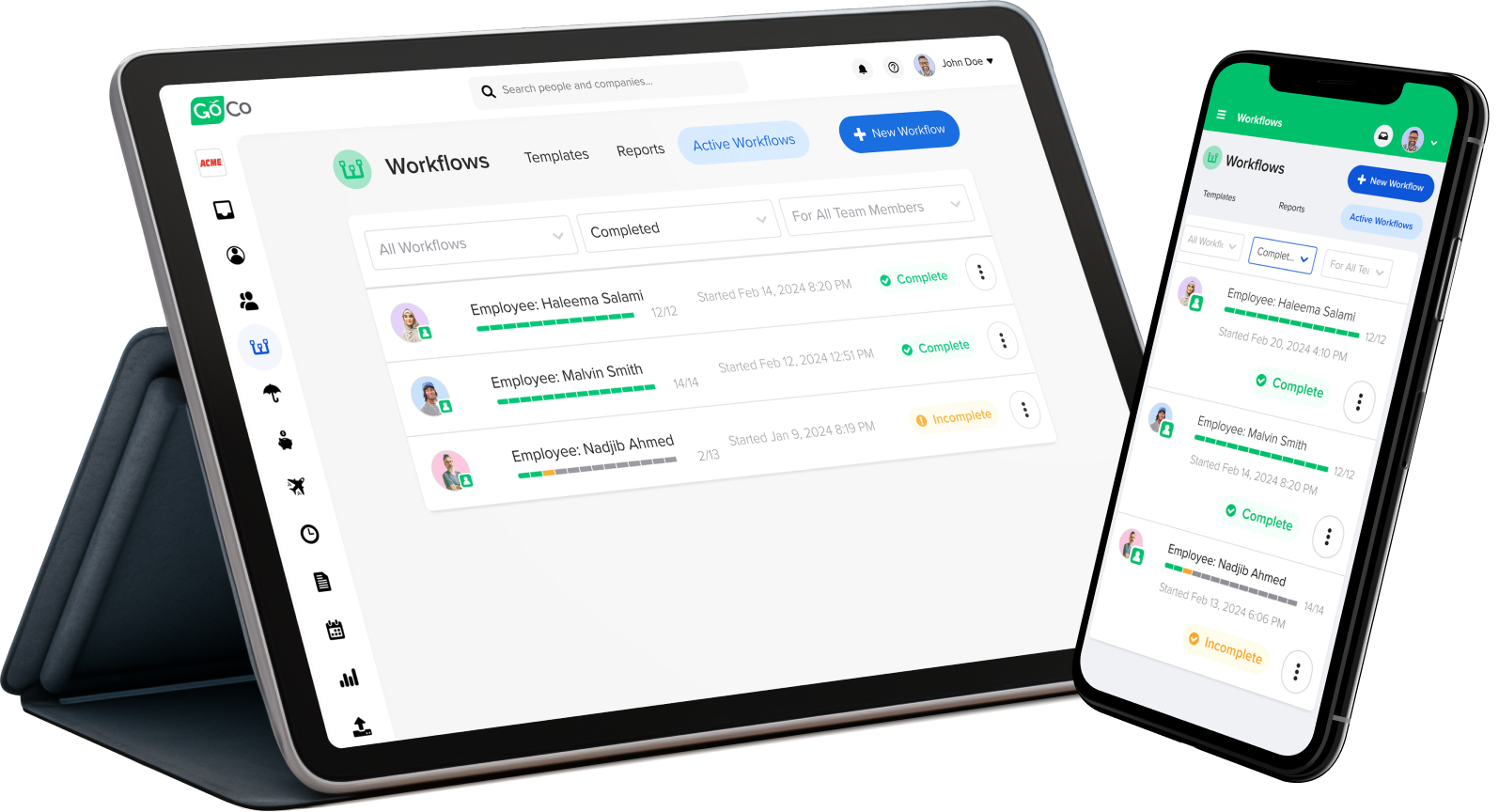 two tablets with the app on them