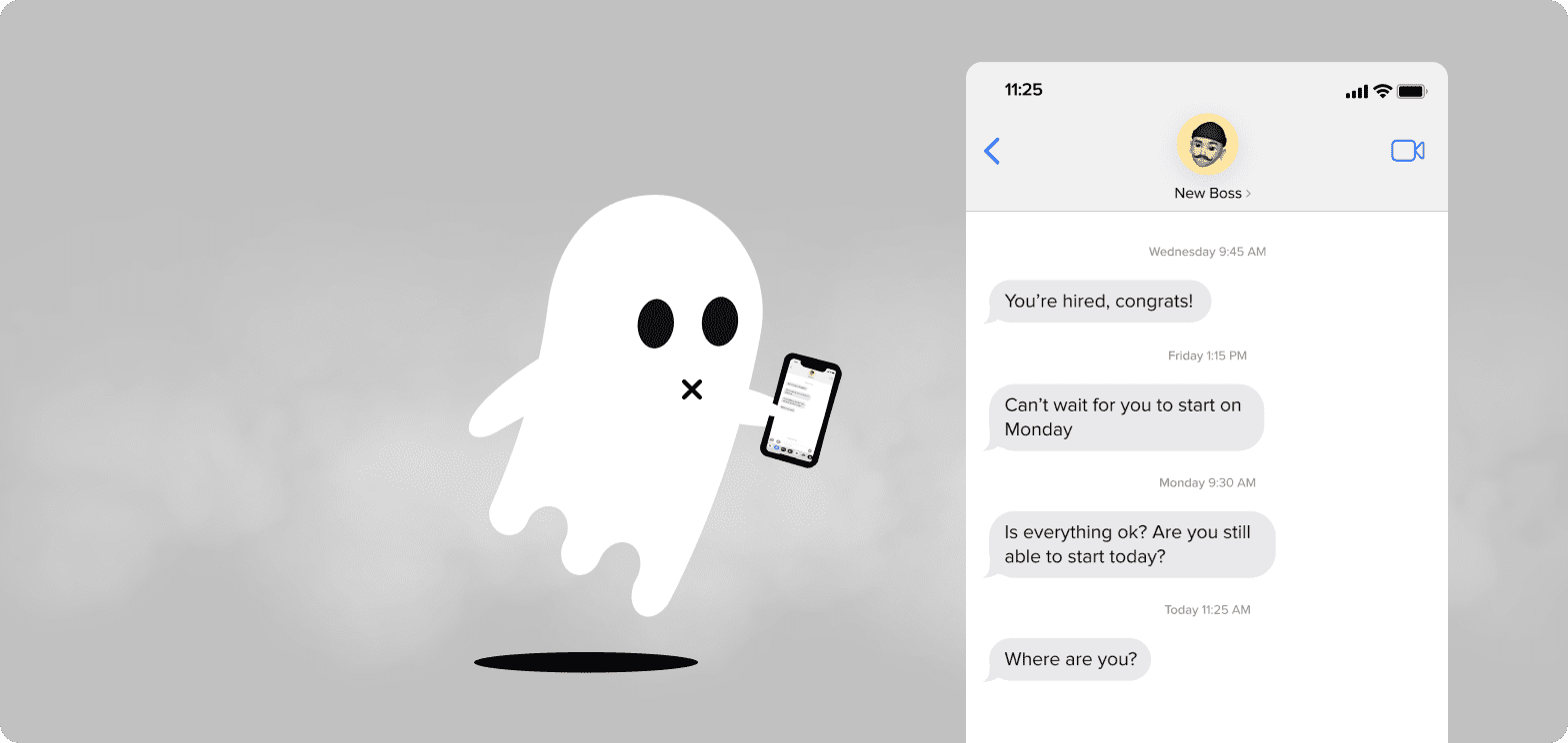 a ghost with a phone in his hand