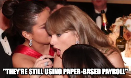 a couple kissing at a party with the capt that says they ' reting