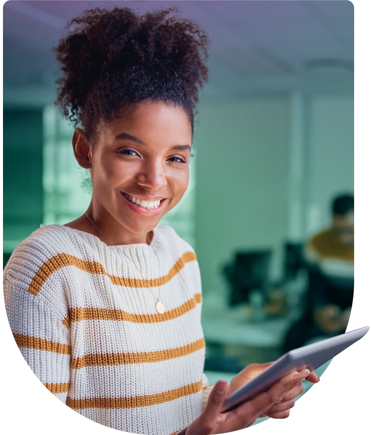 a woman with a tablet