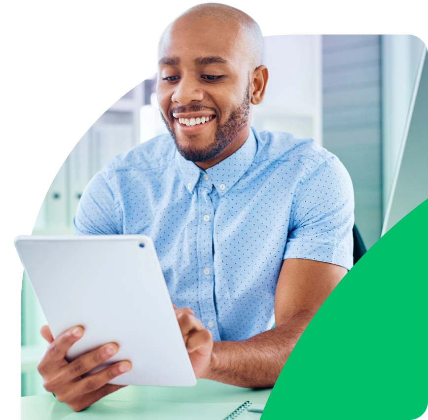 a man using a tablet