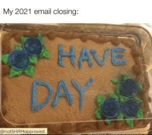 a cake with blue roses on it