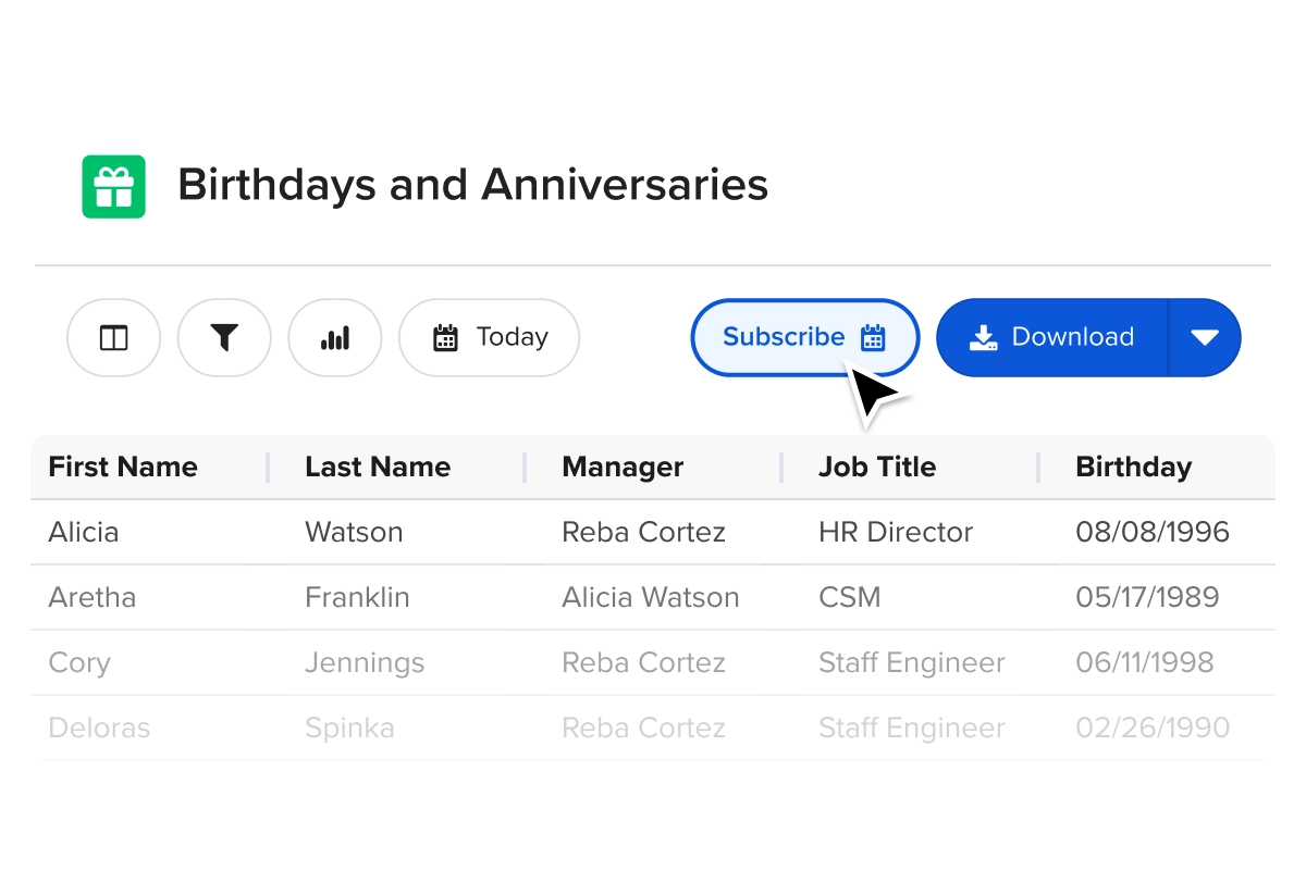 a screenshot of a birthday and an event