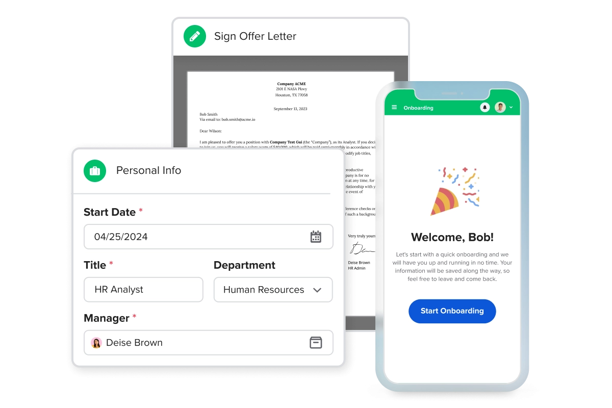 a phone and a tablet with the welcome screen on it