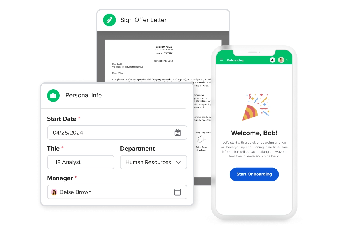 a phone and a tablet with the welcome screen on it