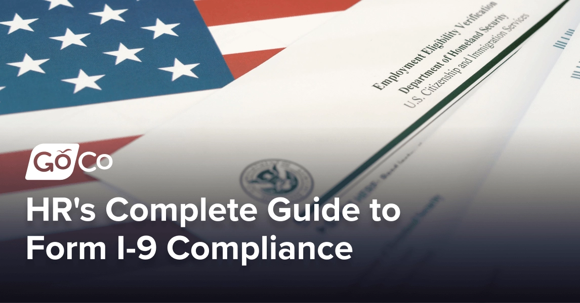 I-9 Employment Eligibility Verification blank form lies on United States flag.