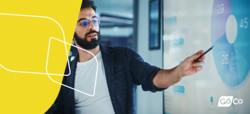 hr department leader explaining the impact of his programs using predictive analytics