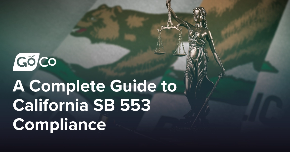 California US state flag with statue of lady justice, constitution and judge hammer on table.