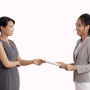 two women shaking hands