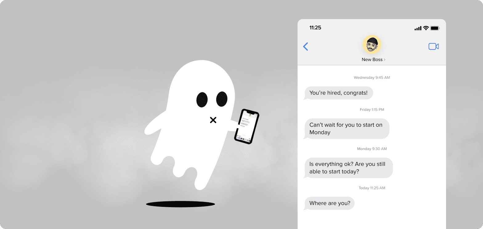 a ghost with a phone in his hand
