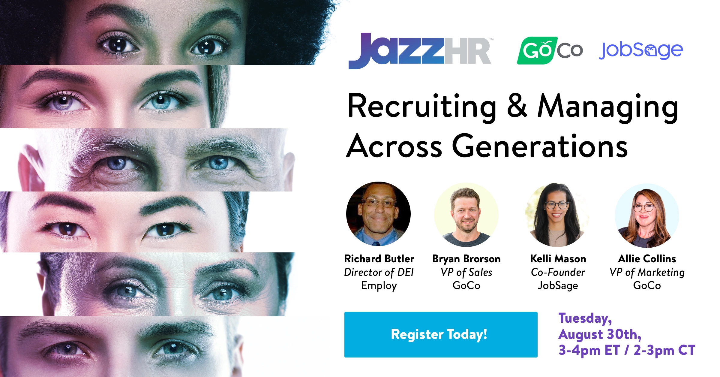 a poster for the event featuring a group of people with different eyes